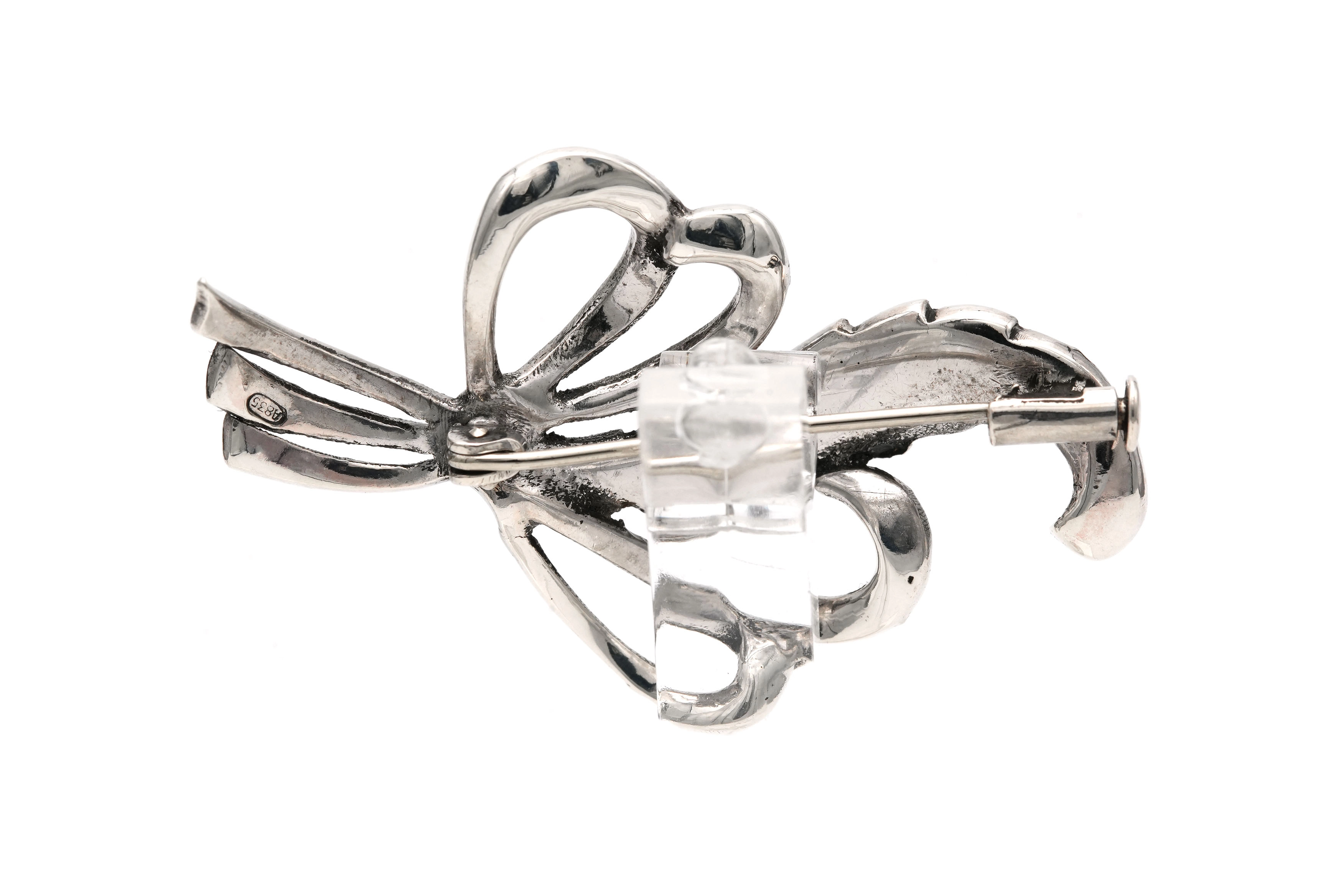 Broche Art Déco en argent 835 sertie de marcassites - 4