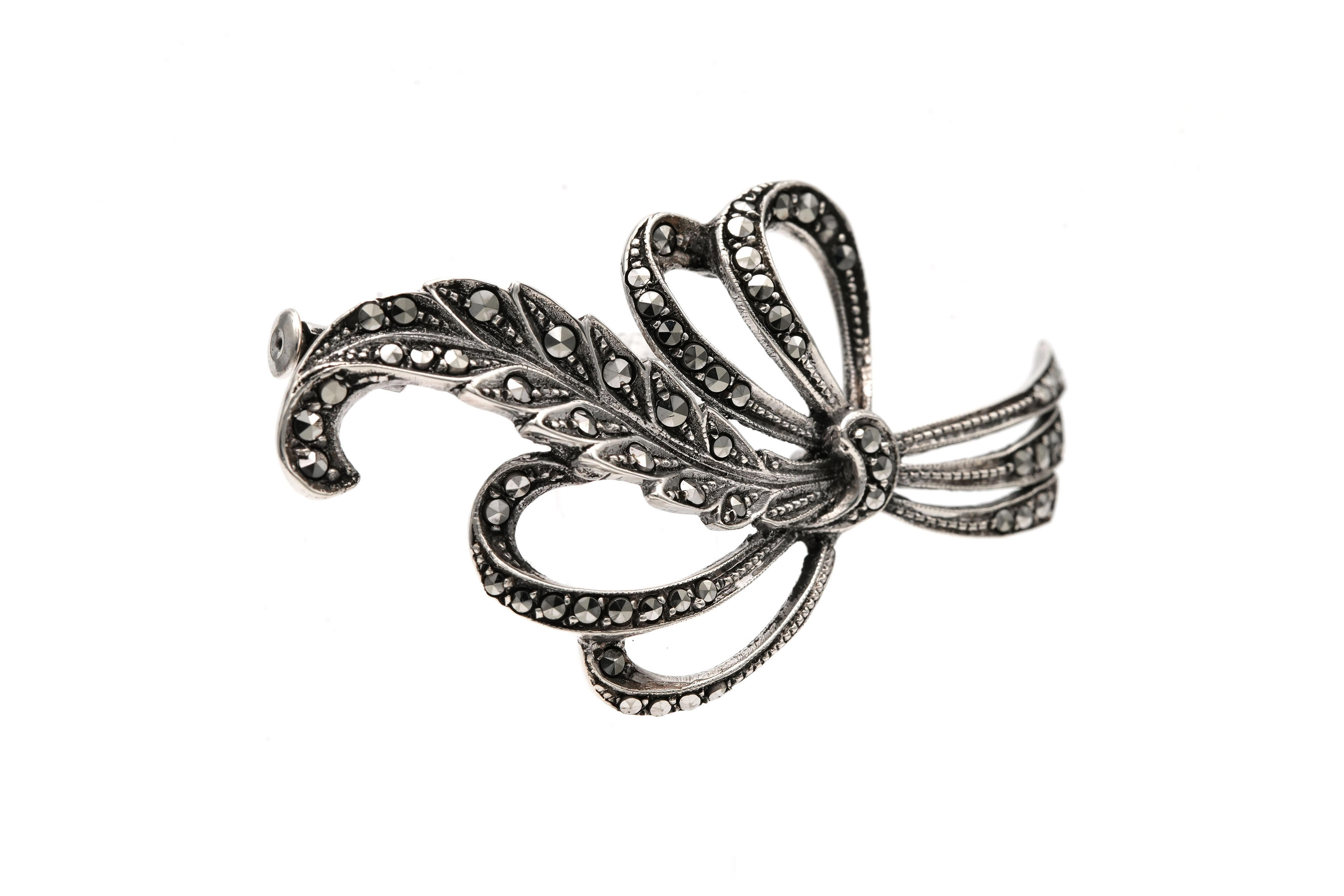 Broche Art Déco en argent 835 sertie de marcassites - 6