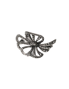 Broche Art Déco en argent 835 sertie de marcassites - 2