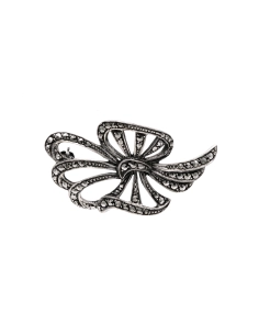 Broche Art Déco en argent 835 sertie de marcassites - 1