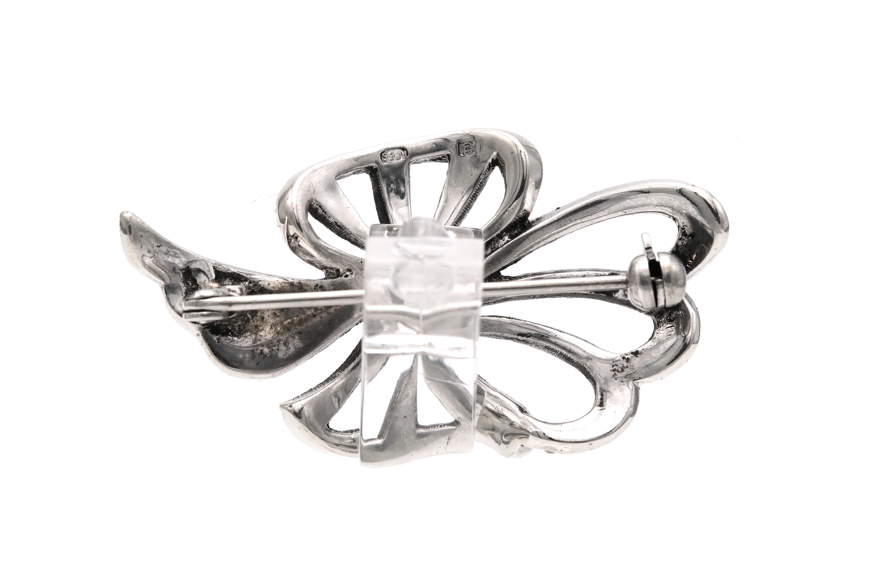 Broche Art Déco en argent 835 sertie de marcassites - 4