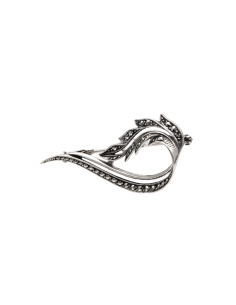 Broche Art Déco en argent 800 sertie de marcassites - 2