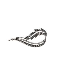 Broche Art Déco en argent 800 sertie de marcassites - 1