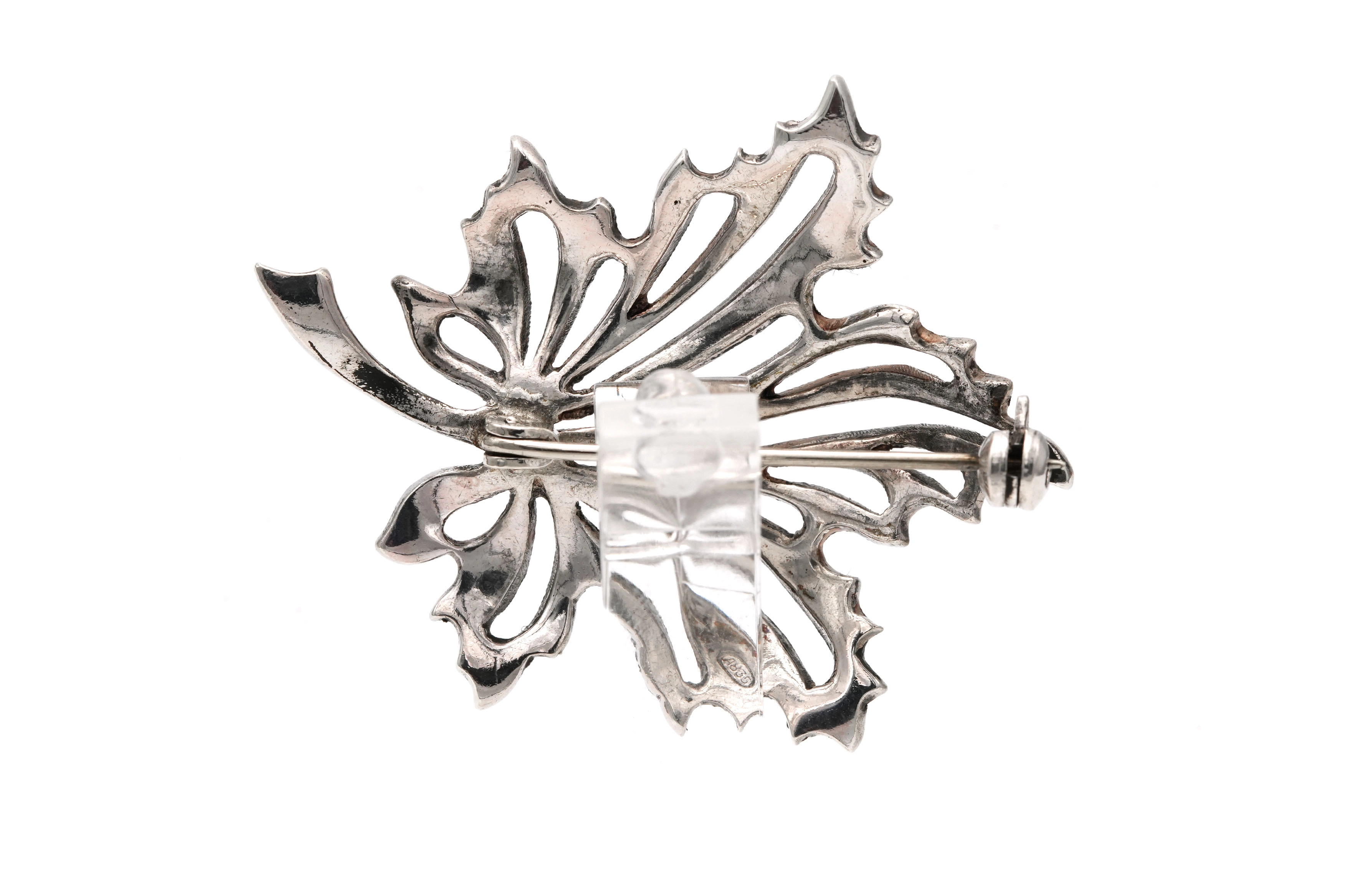 Broche Art Déco en argent 835 sertie de marcassites - 4