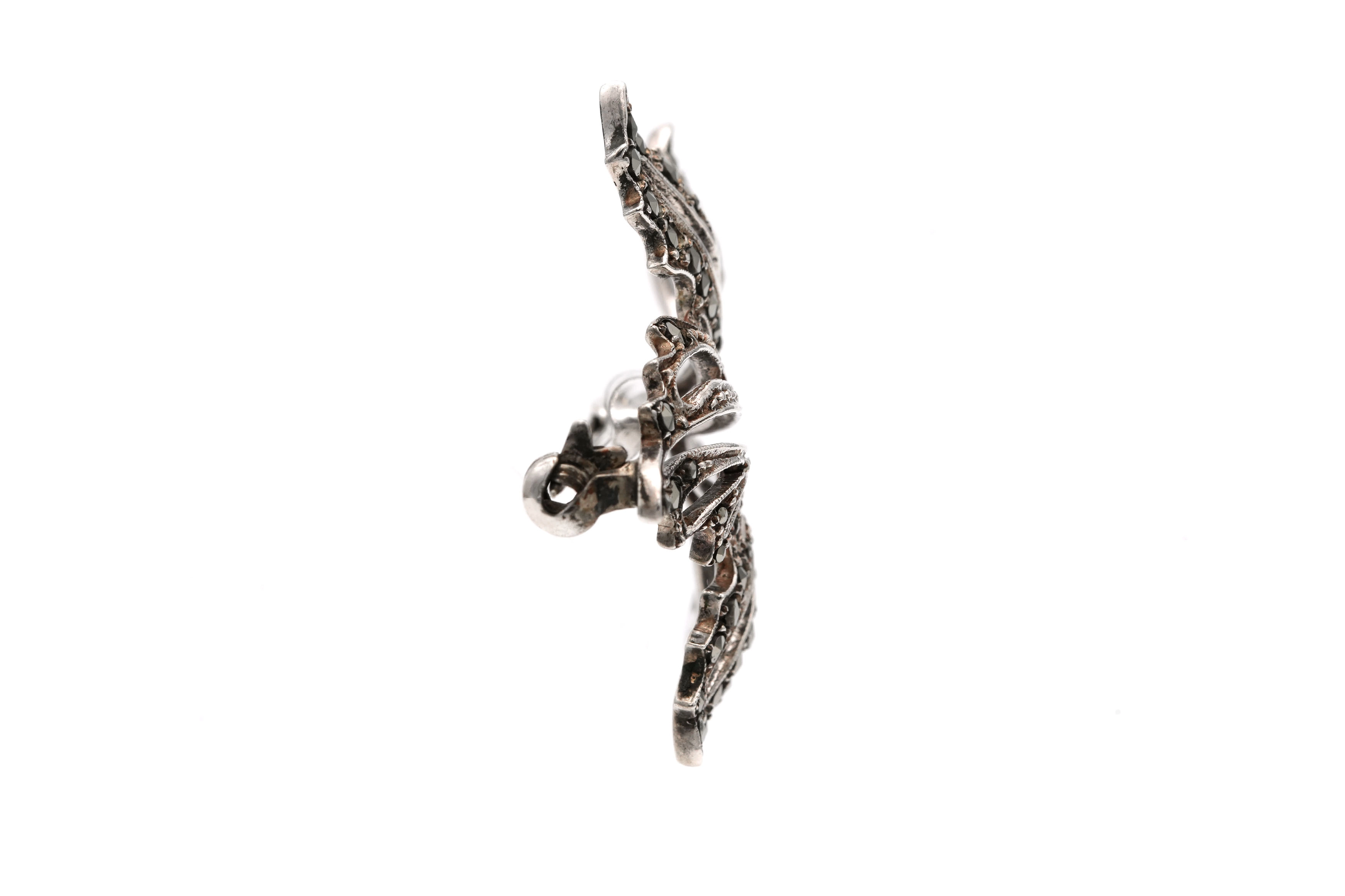 Broche Art Déco en argent 835 sertie de marcassites - 5