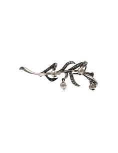 Broche Art Déco en argent 800 sertie de marcassites - 2