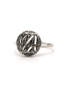 Bague Art Déco en argent 925 sertie de marcassites - 2