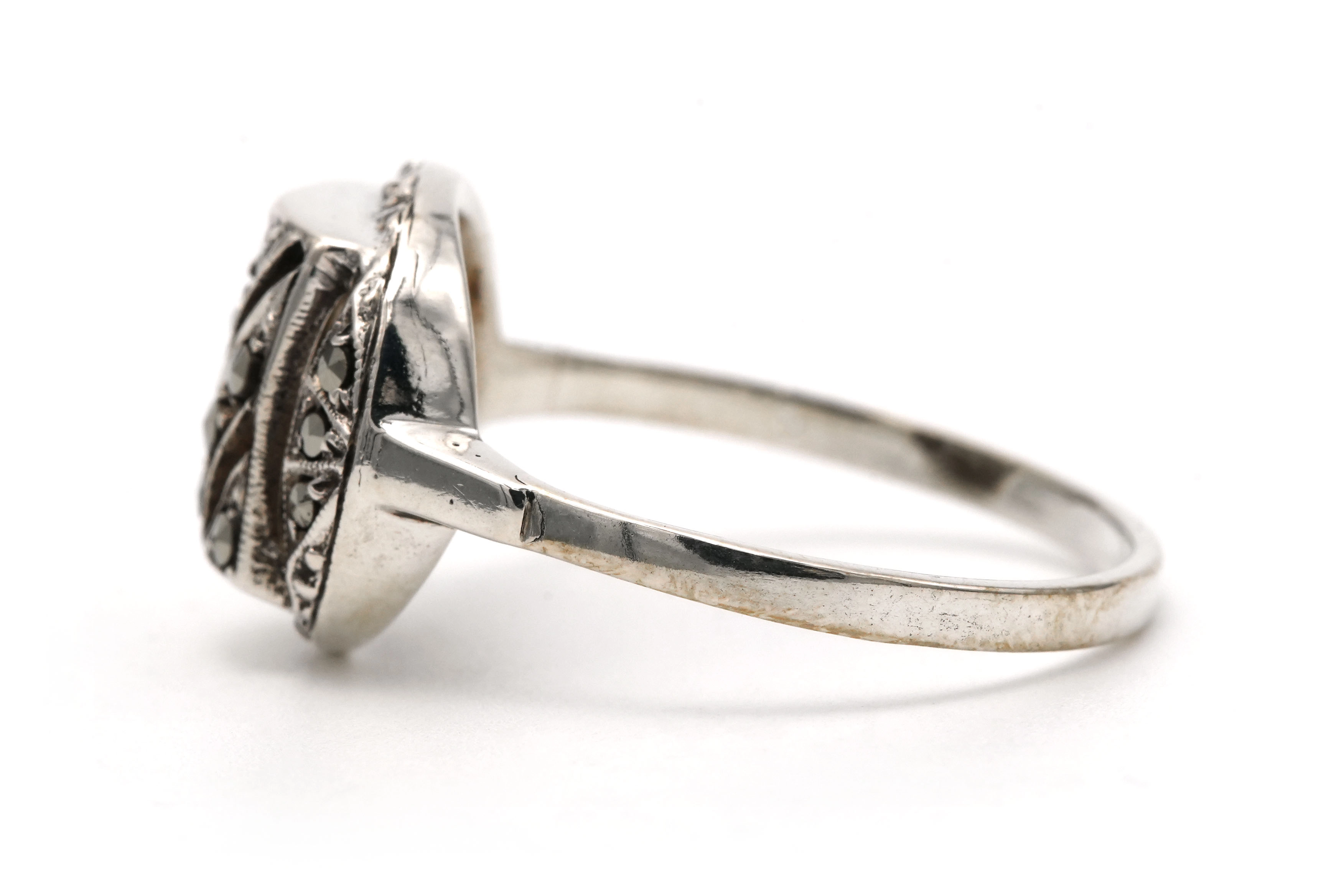 Bague Art Déco en argent 925 sertie de marcassites - 3