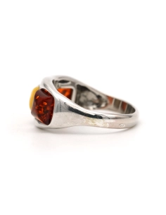 Bague contemporaine en argent 925 sertie d'ambre - 3