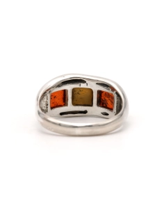 Bague contemporaine en argent 925 sertie d'ambre - 4