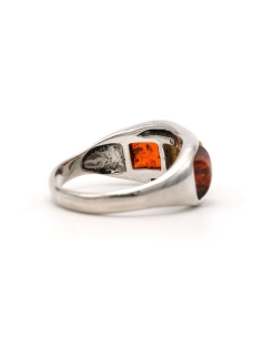 Bague contemporaine en argent 925 sertie d'ambre - 5