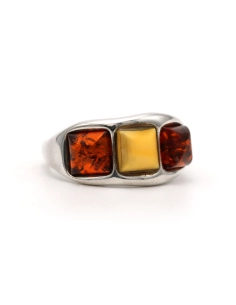 Bague contemporaine en argent 925 sertie d'ambre - 6