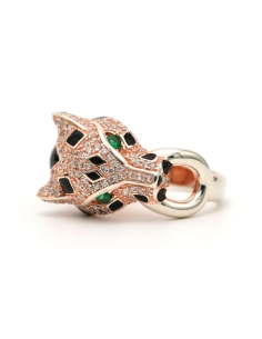 Bague contemporaine en argent sertie de zirconiums - 1