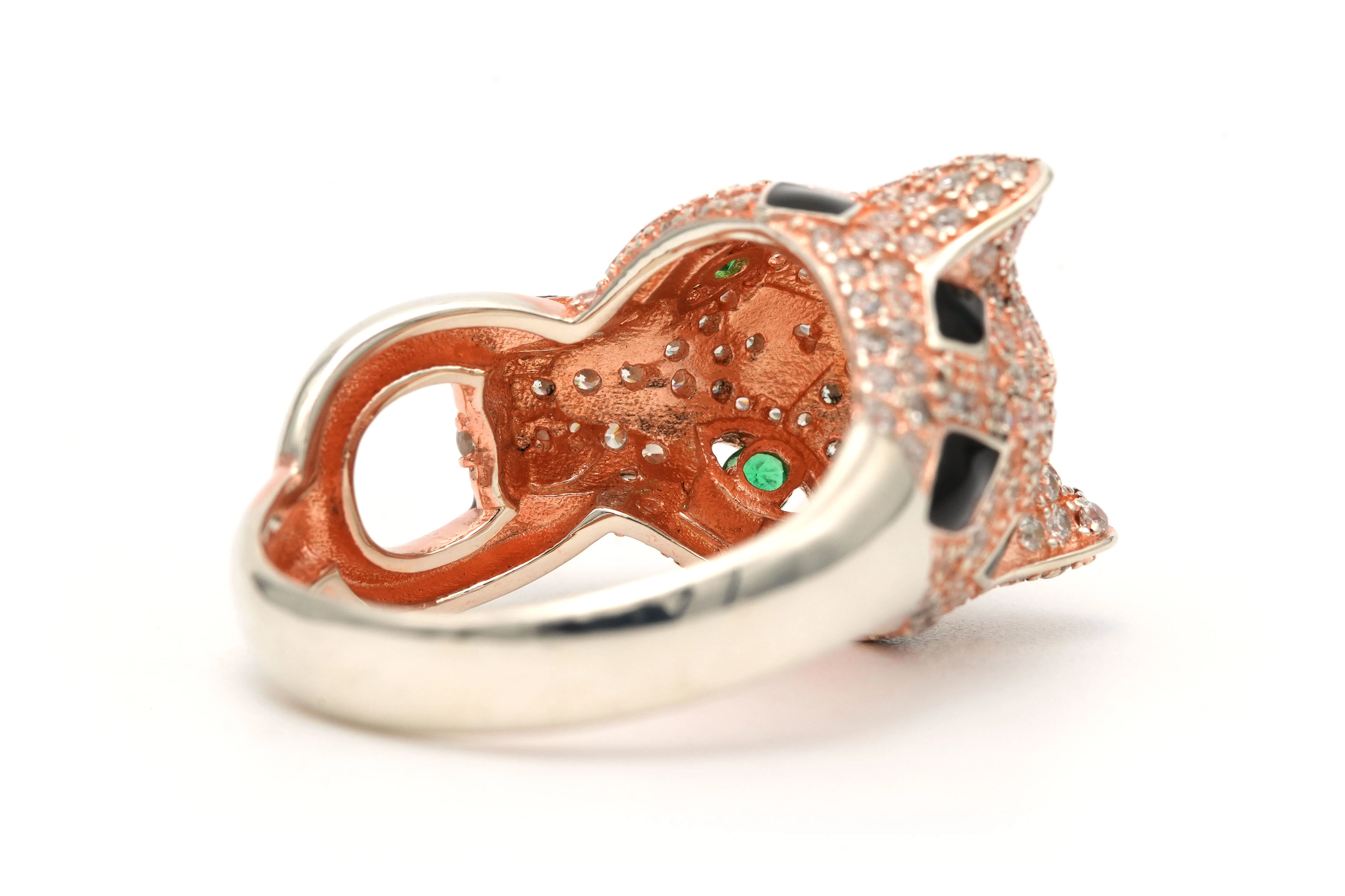 Bague contemporaine en argent sertie de zirconiums - 5