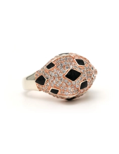 Bague contemporaine en argent sertie de zirconiums - 6