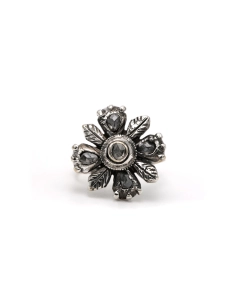 Bague Napoléon III en argent sertie de diamants taille "rose" - 1