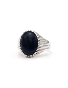 Bague contemporaine en argent 925 sertie d'un saphir de synthèse - 2