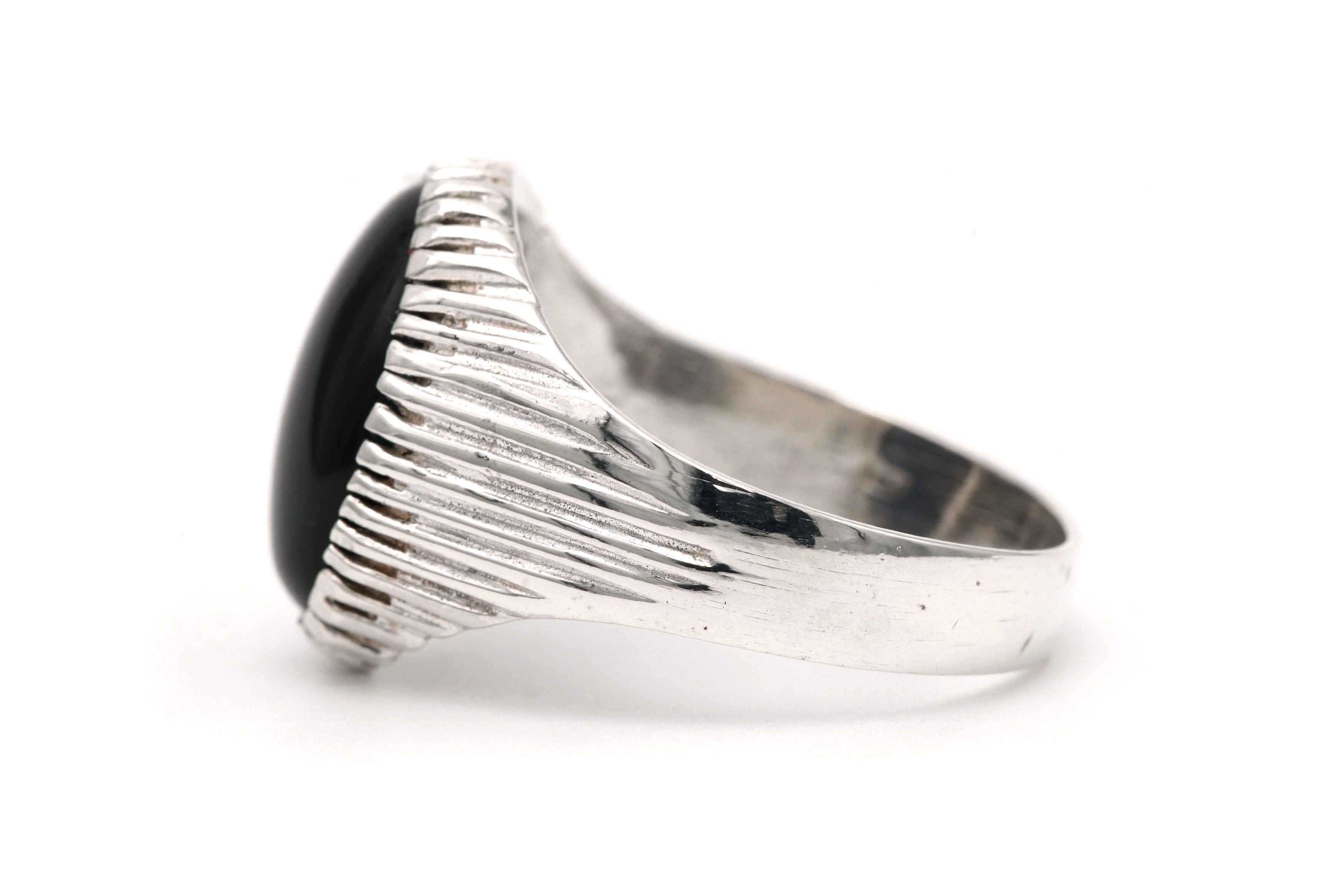 Bague contemporaine en argent 925 sertie d'un saphir de synthèse - 3