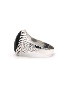 Bague contemporaine en argent 925 sertie d'un saphir de synthèse - 3