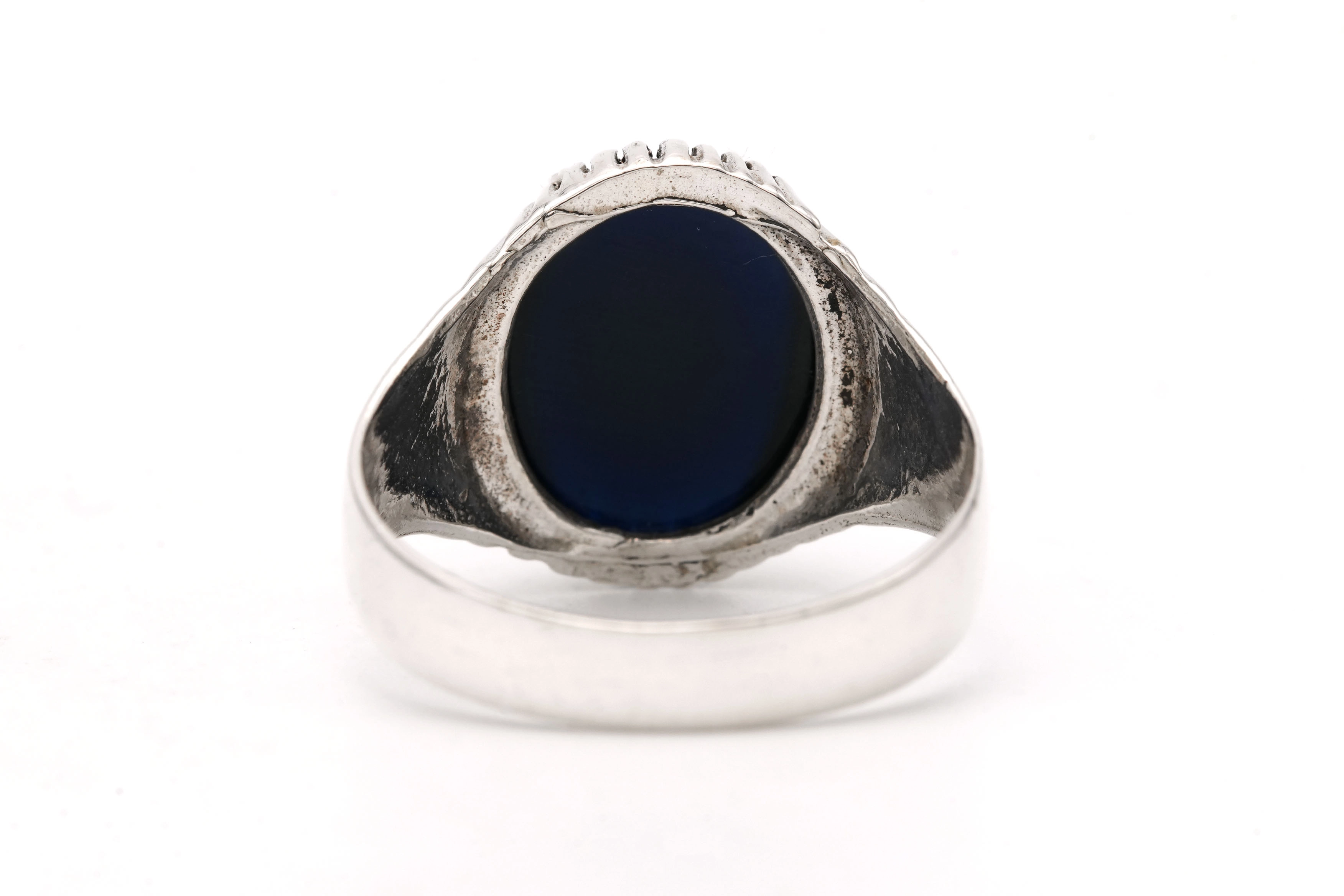 Bague contemporaine en argent 925 sertie d'un saphir de synthèse - 4