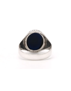 Bague contemporaine en argent 925 sertie d'un saphir de synthèse - 4