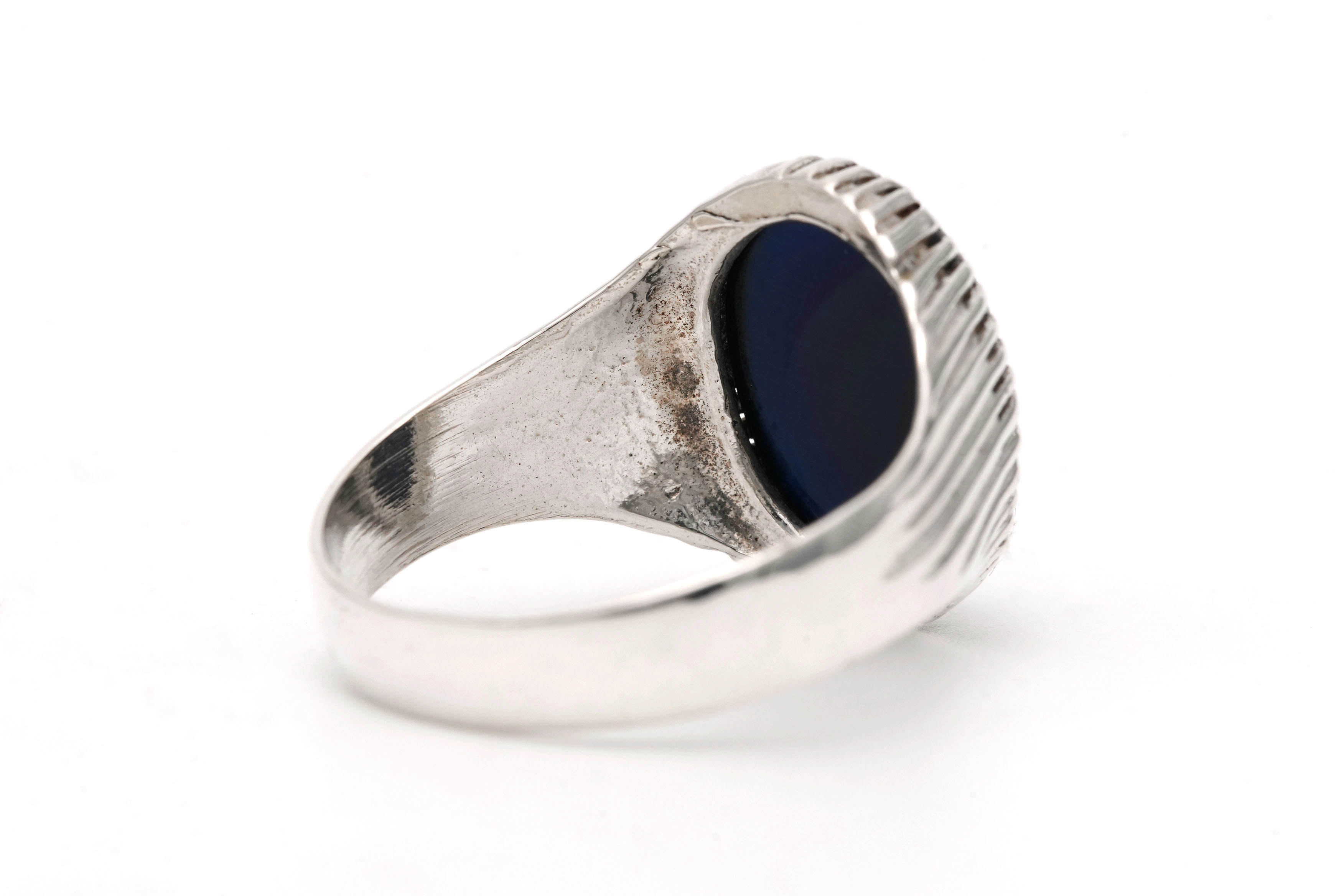 Bague contemporaine en argent 925 sertie d'un saphir de synthèse - 5