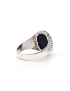 Bague contemporaine en argent 925 sertie d'un saphir de synthèse - 5