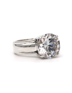 Bague contemporaine en argent 925 sertie d'un zirconium - 6