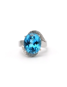 Bague contemporaine en argent 925 sertie d'une topaze - 1