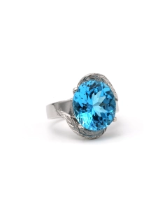 Bague contemporaine en argent 925 sertie d'une topaze - 2