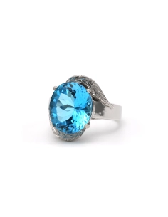 Bague contemporaine en argent 925 sertie d'une topaze - 3