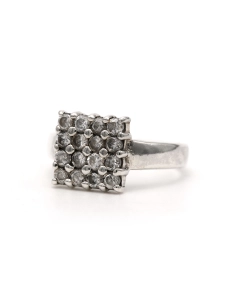 Bague contemporaine en argent 925 sertie de zirconiums - 1