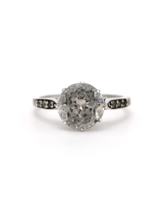 Bague Art Déco en argent sertie de strass - 1