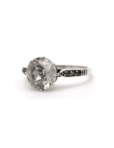 Bague Art Déco en argent sertie de strass - 2