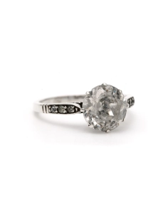 Bague Art Déco en argent sertie de strass - 6