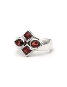 Bague contemporaine en argent 925 sertie de grenats - 2