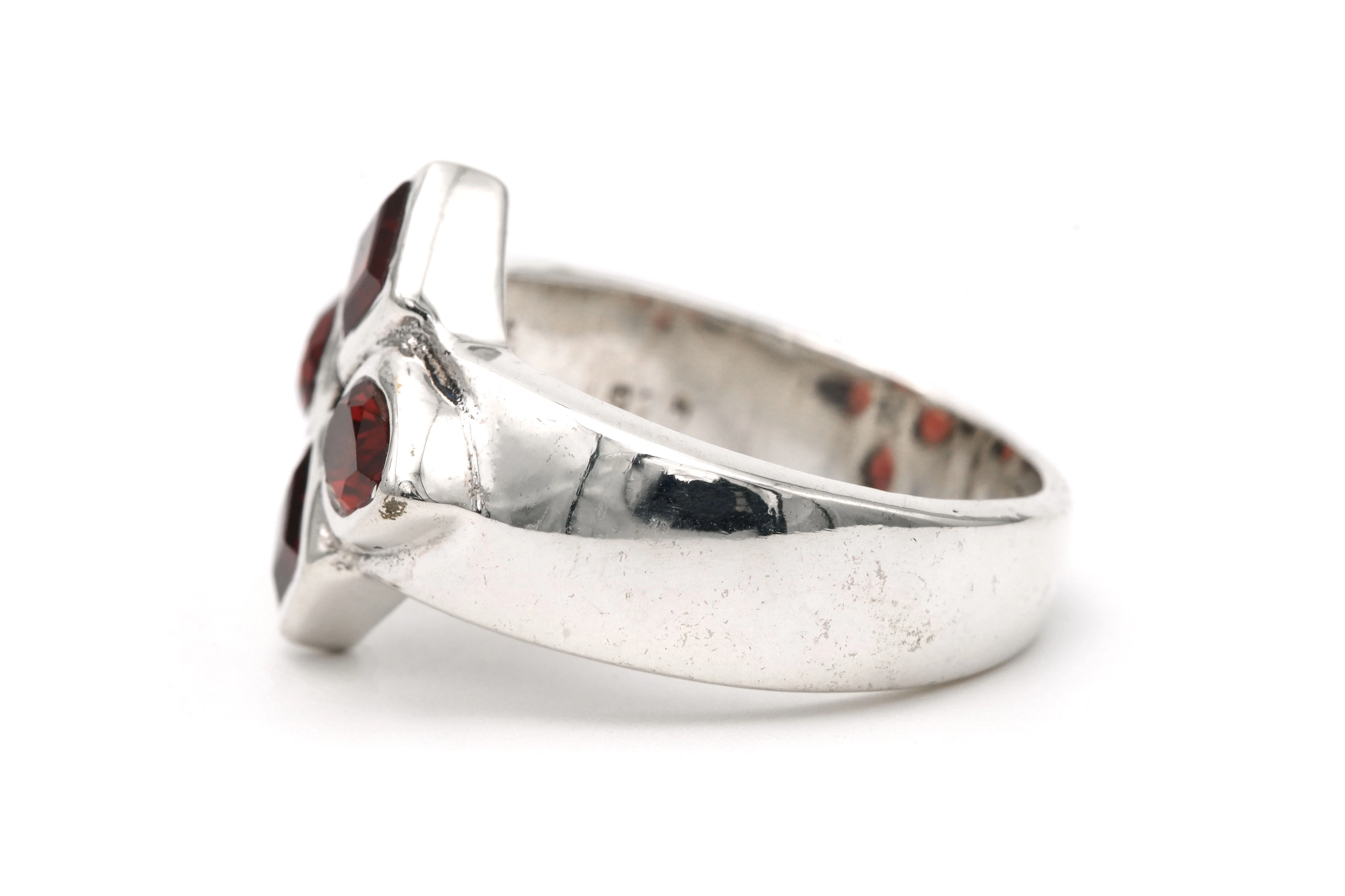Bague contemporaine en argent 925 sertie de grenats - 3