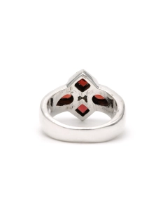 Bague contemporaine en argent 925 sertie de grenats - 4