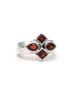 Bague contemporaine en argent 925 sertie de grenats - 6