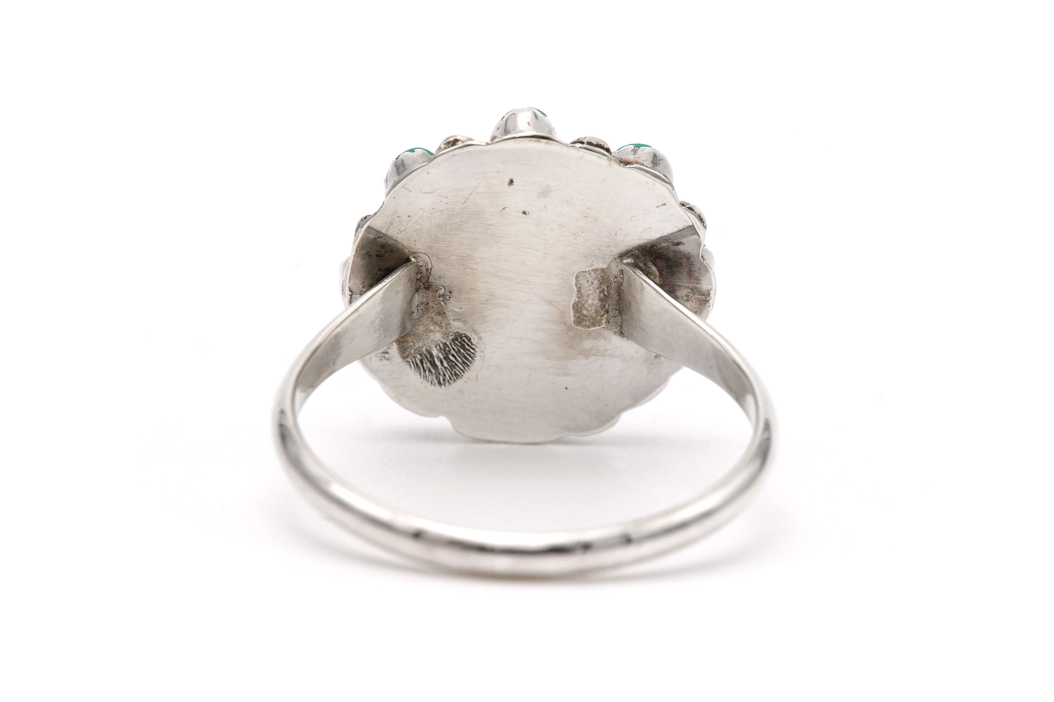 Bague Années 70 en argent sertie de turquoises - 4
