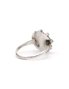 Bague Années 70 en argent sertie de turquoises - 5