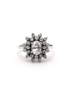 Bague contemporaine en argent 925 sertie de zirconiums - 1