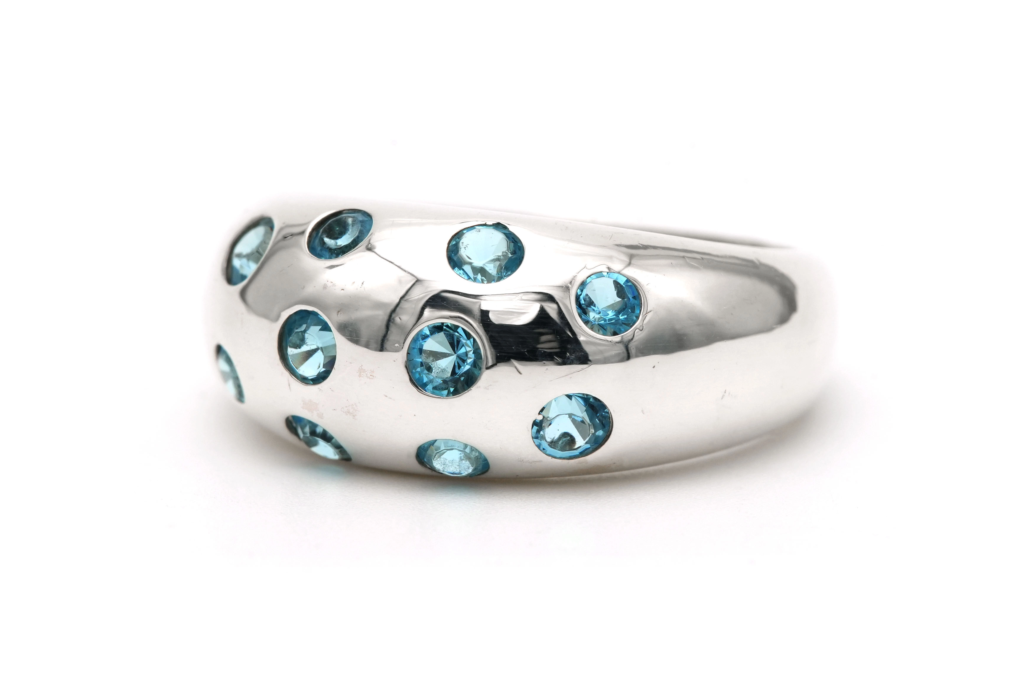 Bague contemporaine en argent 925 sertie de topazes - 1