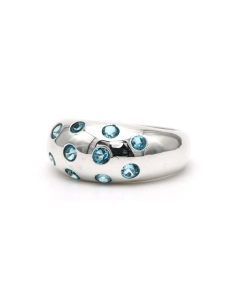 Bague contemporaine en argent 925 sertie de topazes - 1