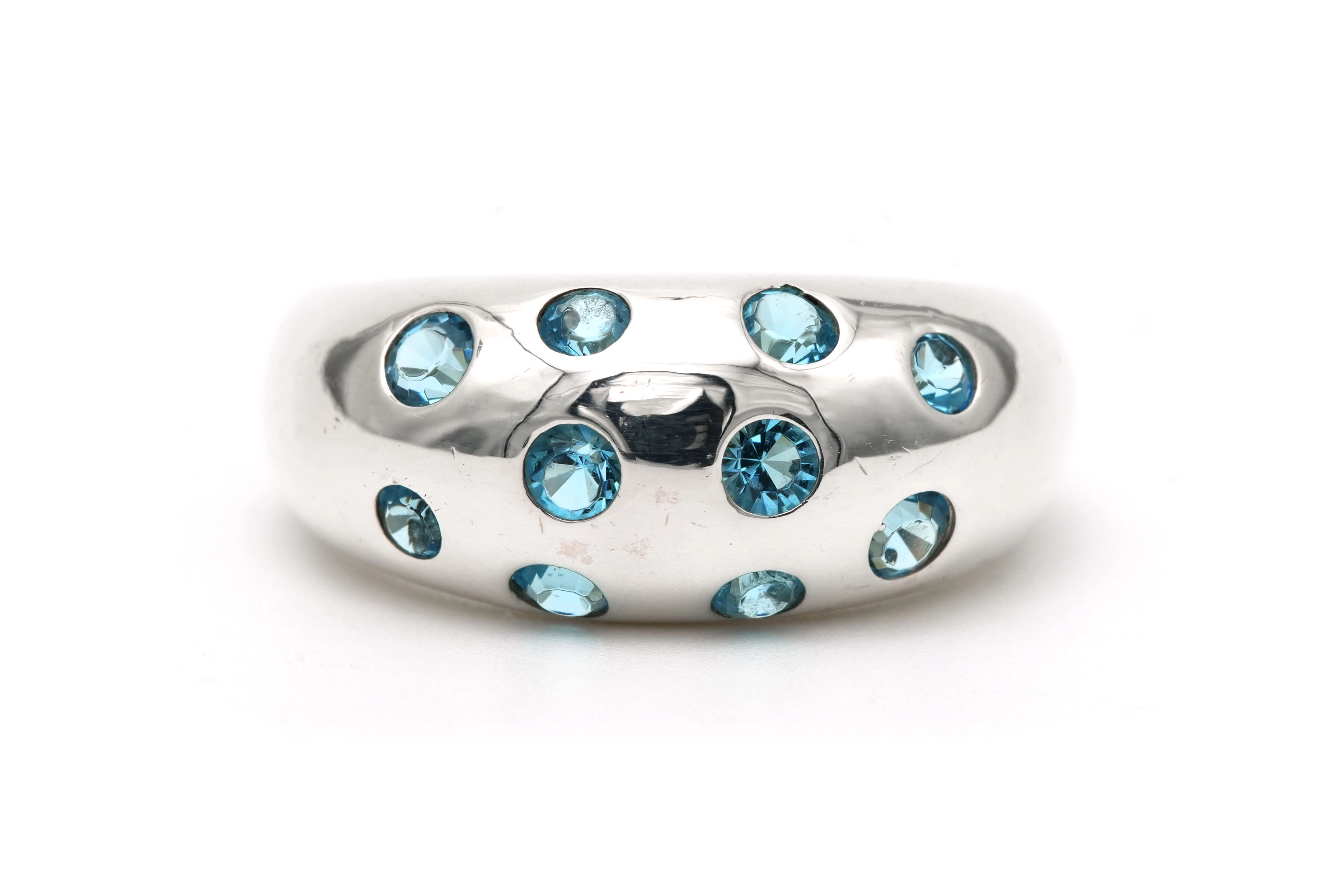 Bague contemporaine en argent 925 sertie de topazes - 1