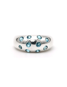Bague contemporaine en argent 925 sertie de topazes - 1
