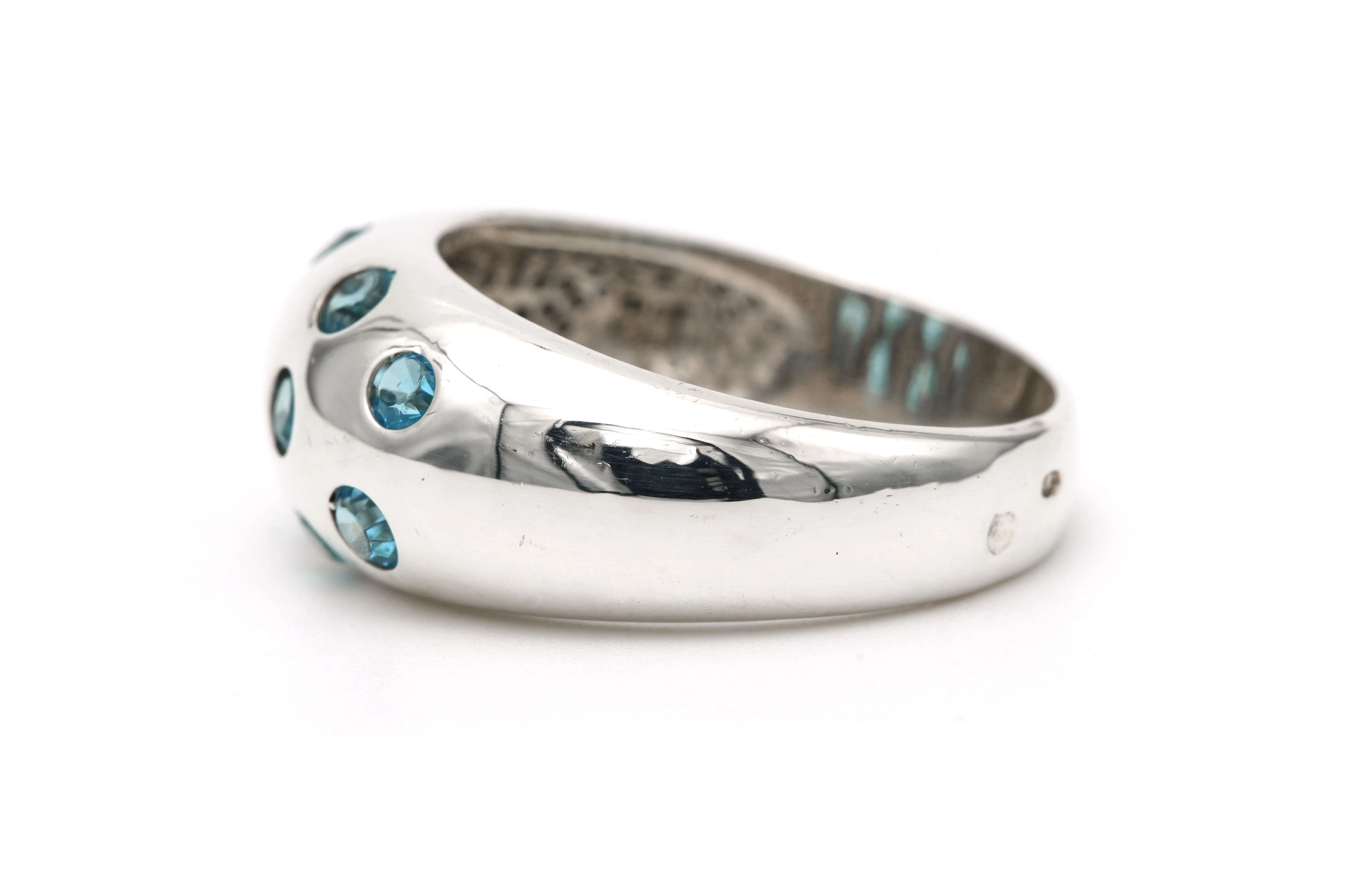 Bague contemporaine en argent 925 sertie de topazes - 3