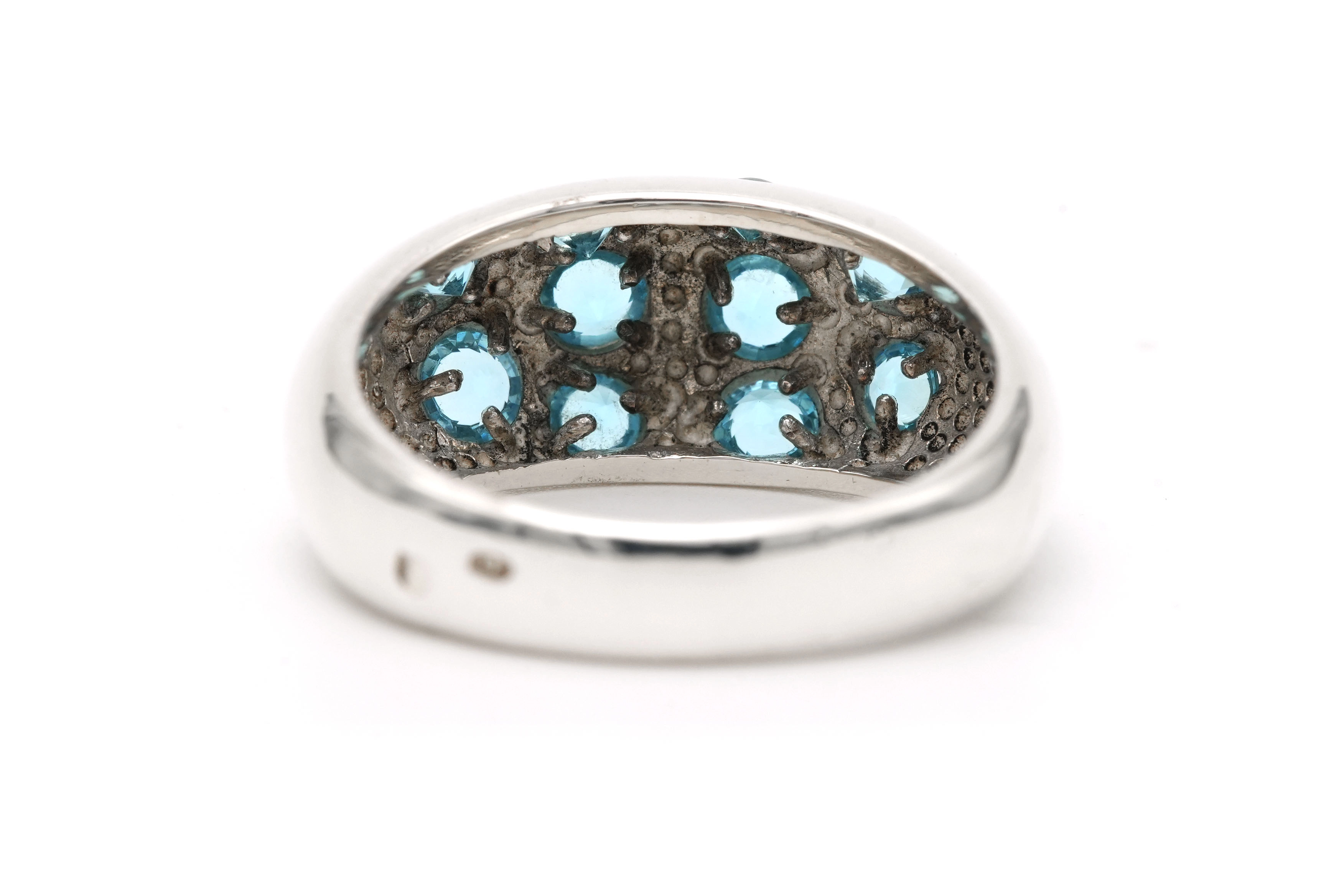 Bague contemporaine en argent 925 sertie de topazes - 4