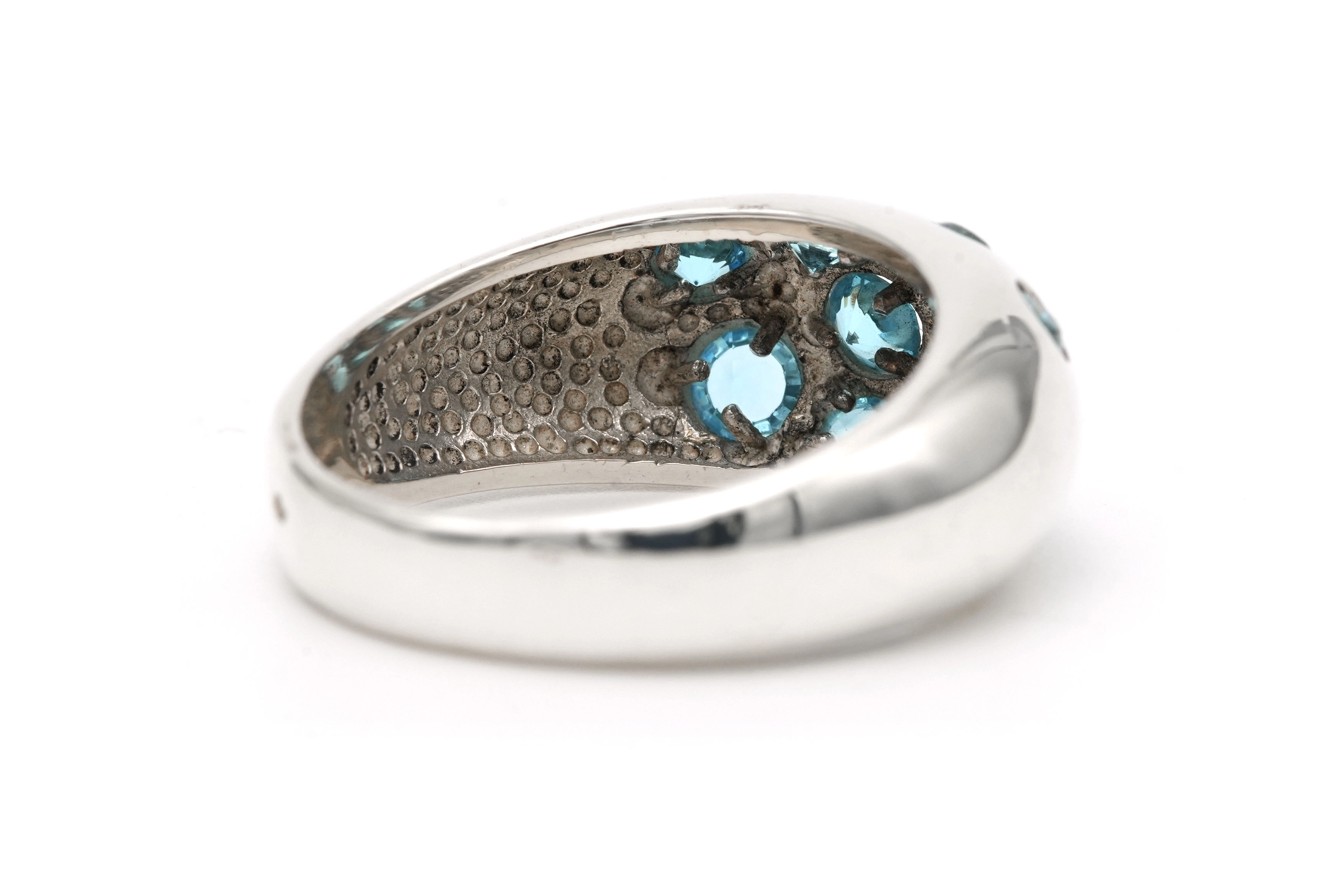 Bague contemporaine en argent 925 sertie de topazes - 5