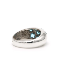 Bague contemporaine en argent 925 sertie de topazes - 5